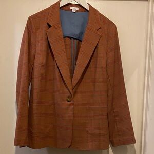 Plaid Brown Blazer for Women